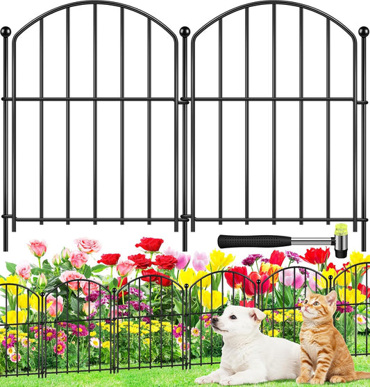 Decorative Garden Fence 17in (H) x10ft (L), Arched Rustproof Metal No Dig Fence for Dogs & Rabbit, Ornamental Animal Barrier for Flower Beds, Border Panels Fencing for Yard & Patio Outdoor Decor