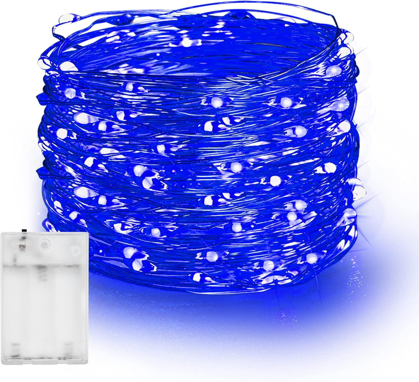 Dazzle Bright Fairy Lights Battery Operated, 20 FT 60 LED Silver Wire Waterproof Battery Operated String Lights, Christmas Decorations for Indoor Outdoor Bedroom Yard Decor, Blue