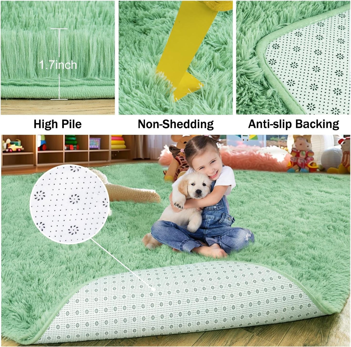 Rezutan 8X10 Feet Rug for Living Room Bedroom,Soft Large Comfy Modern Shaggy Fuzzy Kids Plush Indoor Nursery classroo Home Decor Bedside for Living Room, with Non-Slip Bottom,Camel