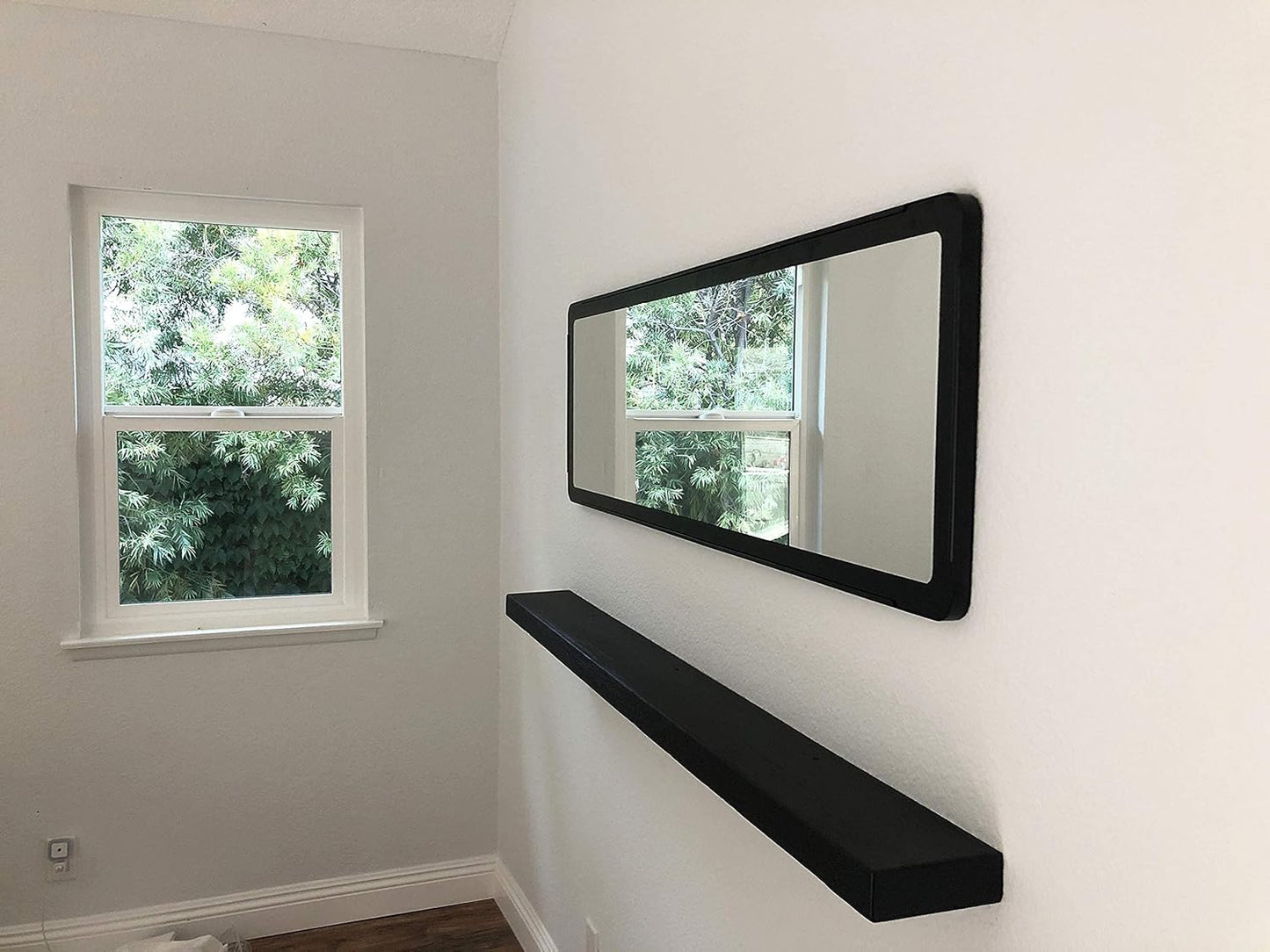 joelsantiques - 72 Inch Wooden Floating Shelves for Wall - 72x6x2 in - Made of Natural Wood - Long Heavy Duty Rustic Wall Shelves for Bedroom - Perfect for Living Room, Kitchen - Black