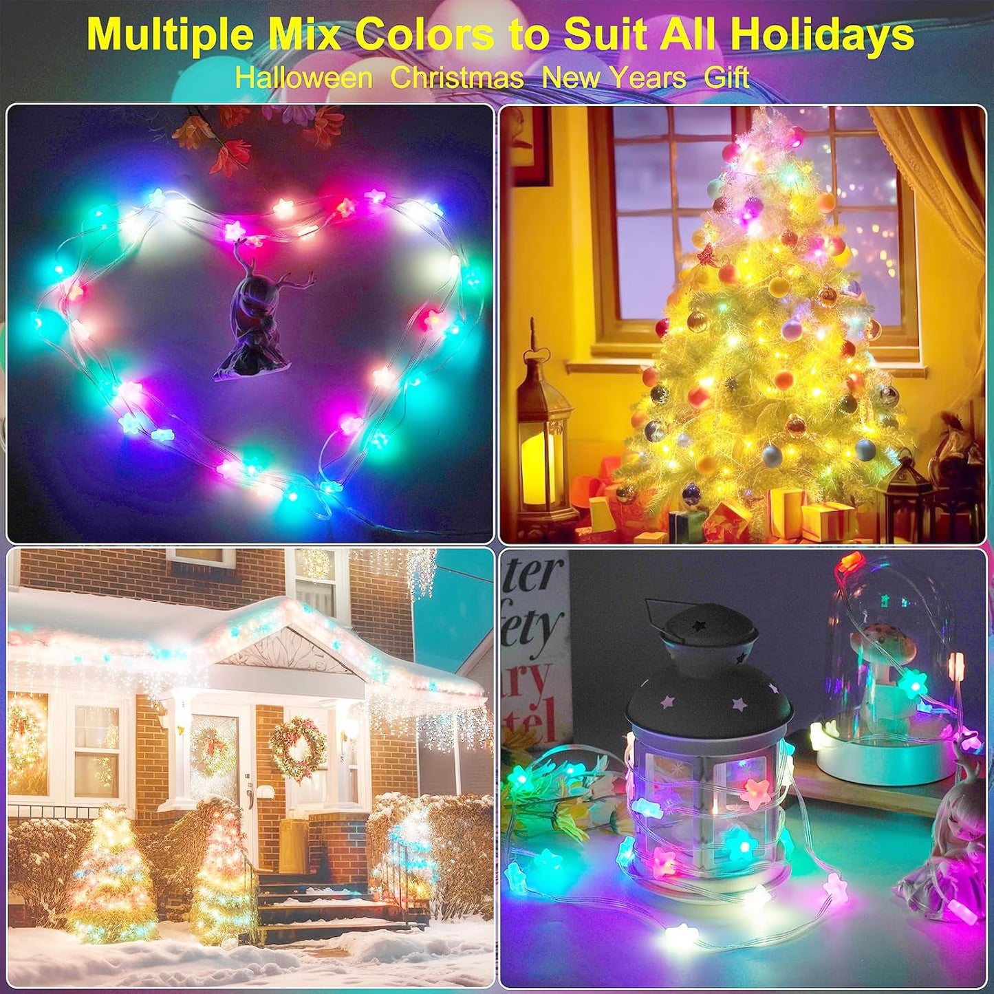Fairy Lights Color Changing 16.5FT String Lights with Remote, 2-Pack Mini Star LED Twinkle Light USB Plug or Battery Powered for Indoor Outdoor Waterproof Party Garden Decoration