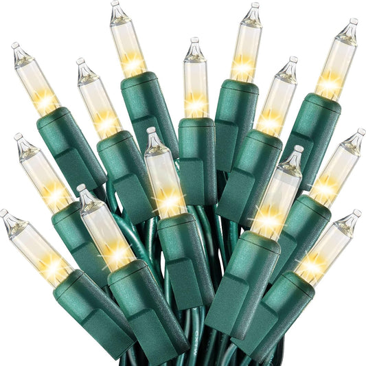 Clear Christmas Lights 25FT 100 Incandescent Bulbs Warm White Mini Lights with Green Wire for Christmas Tree, Garland, Thanksgiving, Wedding, Party, Home, Indoor & Outdoor Festival Decoration