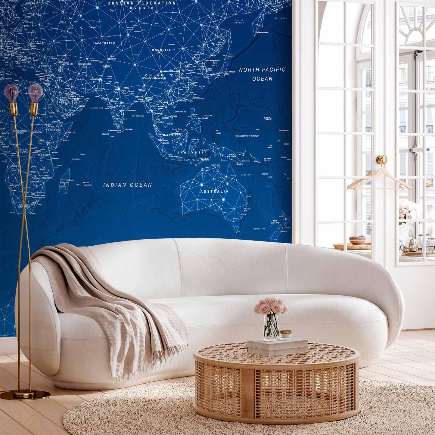 artgeist Premium Wall Mural World Map 98x69 in - XXL Non-Woven Wallpaper Fleece Wall Decor Photo Print Picture Image Design Home Map of The World k-A-0125-a-a
