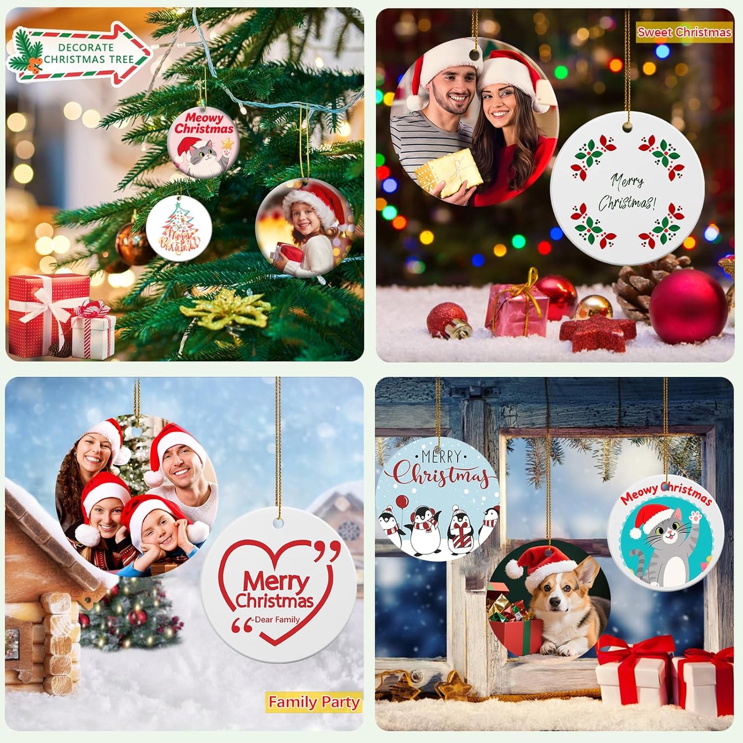 50 PCS Ceramic Sublimation Ornament Blanks Bulk 3 Inch White Round Crafts DIY Personalized Printed Christmas Home Porcelain Paintable Decorate