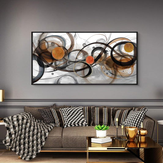 XLSJERST Large Wall Art for Living Room - Black and Gray Canvas Picture Framed Artwork for wall Modern Abstract Minimalist Paintings Oversize Wall Decor