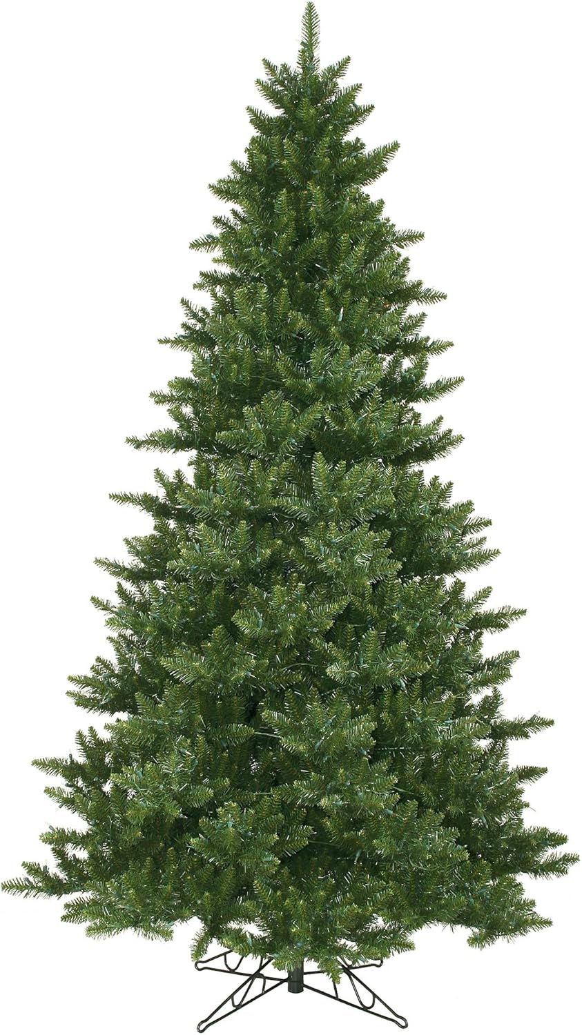 Vickerman 8.5' Tall Camdon Fir Artificial Christmas Tree, Unlit - Faux Christmas Tree - Seasonal Indoor Home Decor - 2294 Rich Green PVC Tips- Metal Hinged Branches