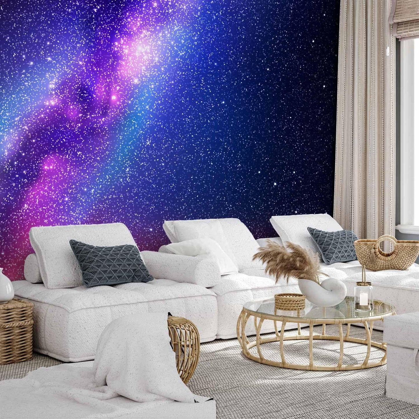 artgeist Premium Wall Mural Galaxy 197x138 in - Non-Woven Wallpaper Fleece Wall Decor Photo Print Picture Image Abstract Space Sky Star Cloud Violet f-C-0487-a-a
