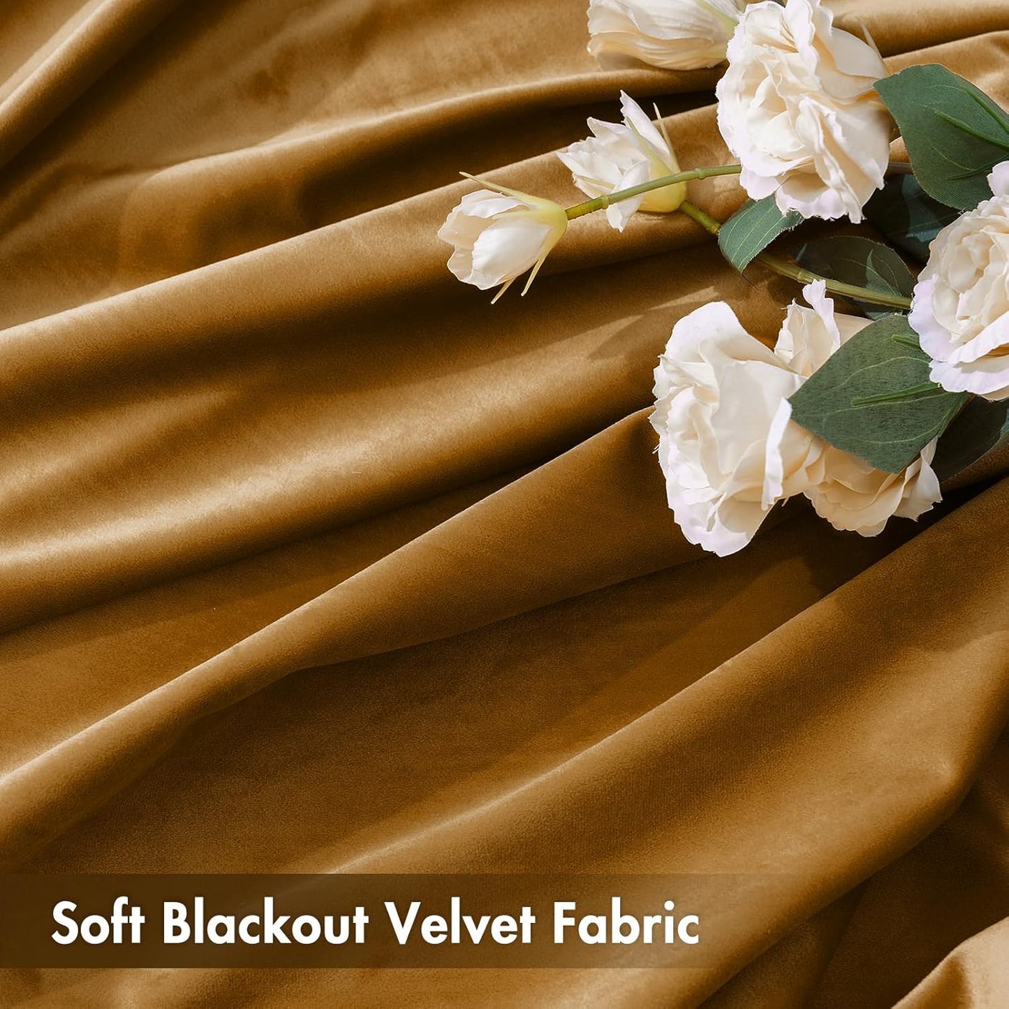 MIULEE Golden Brown Velvet Curtains Thermal Insulated Blackout Curtain Drapes for Bedroom Living Room Darkening 72 Inches Long Curtains Panels Rod Pocket Set of 2