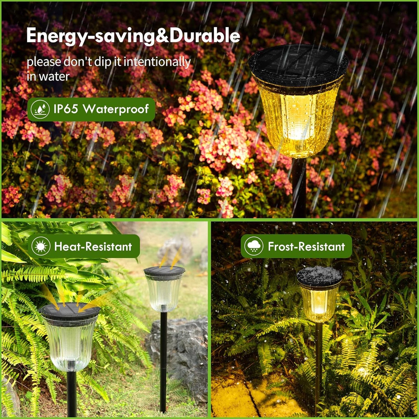 Solar Pathway Lights Outdoor Waterproof, 4 Pack 200 Lumens Super Bright Solar Garden Lights with 2 Lighting Modes, Auto On/Off Outdoor Solar Lights for Yard, Walkway, Lawn, Driveway, Path