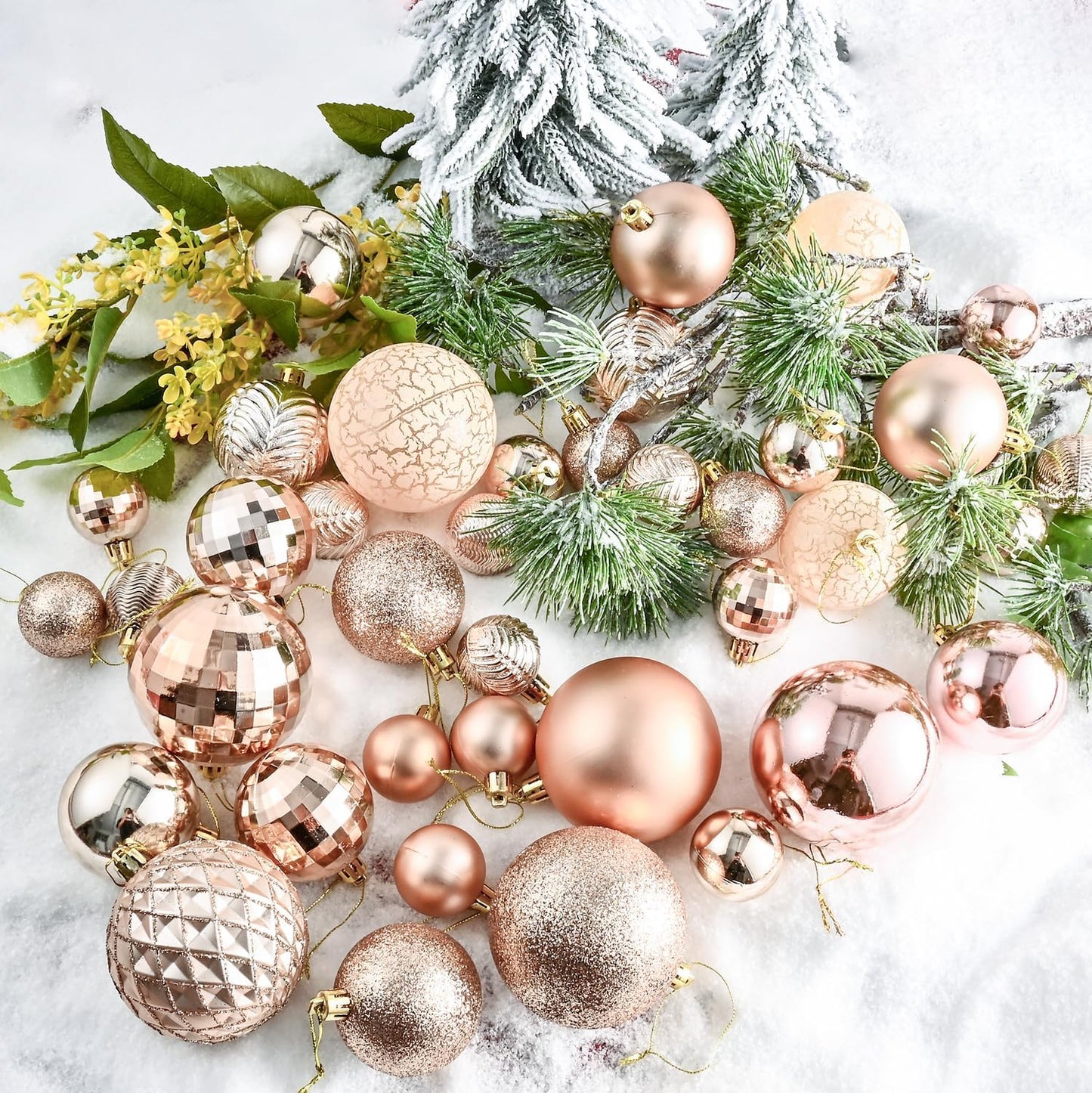 LANGXUN 36pcs Champagne Gold Christmas Tree Decorations Balls, Bolas De Navidad, 2025 Christmas Decor, Indoor Outdoor Shatterproof Christmas Ornaments, Xmars Party Wedding Suppiles