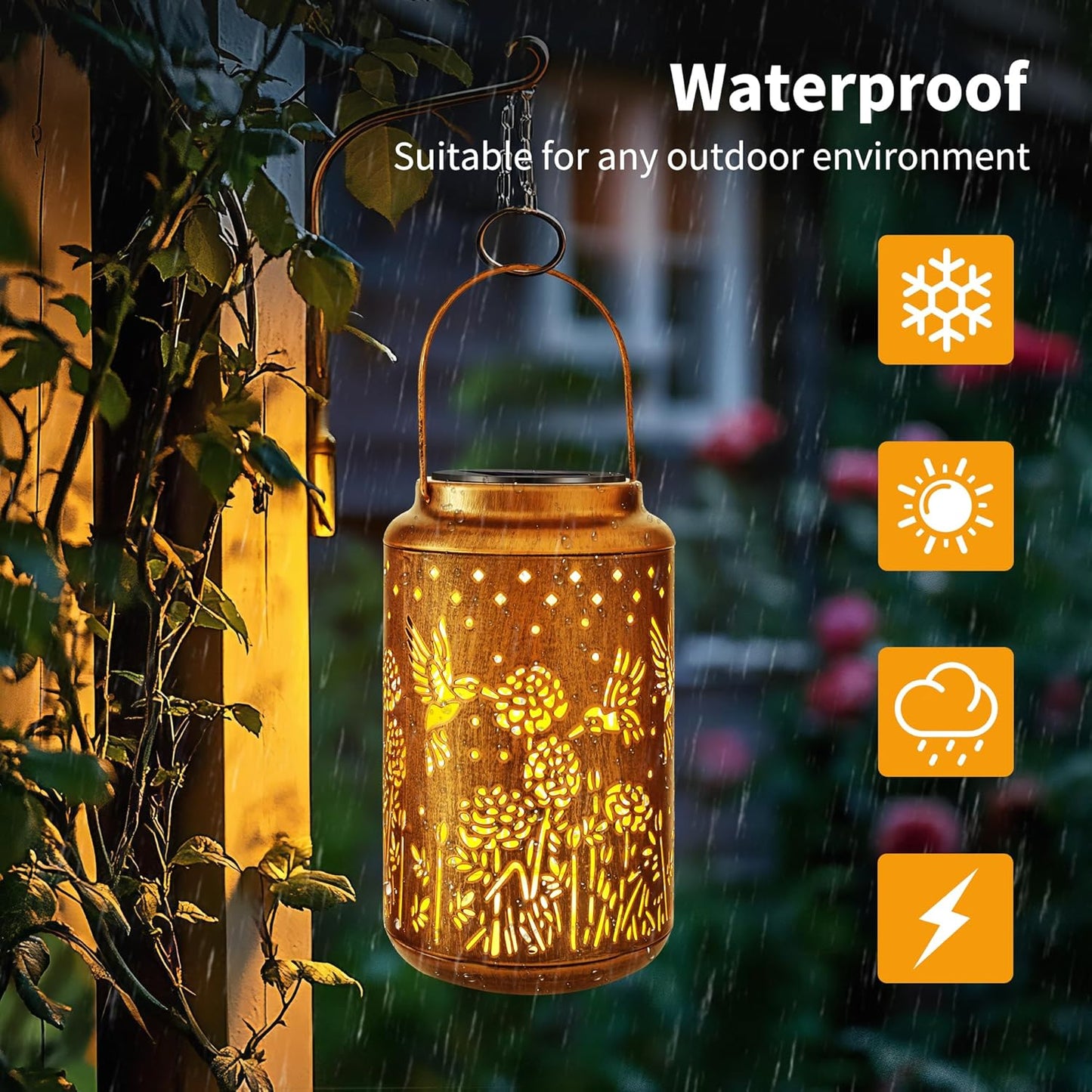 Brizled Hummingbird Solar Lanterns Outdoor, Decorative Mothers Day Gifts for Women Mom Grandma, Waterproof Hanging Solar Lights LED Lanterns for Garden Patio Courtyard Path Tabletop Porch Balcony Decr