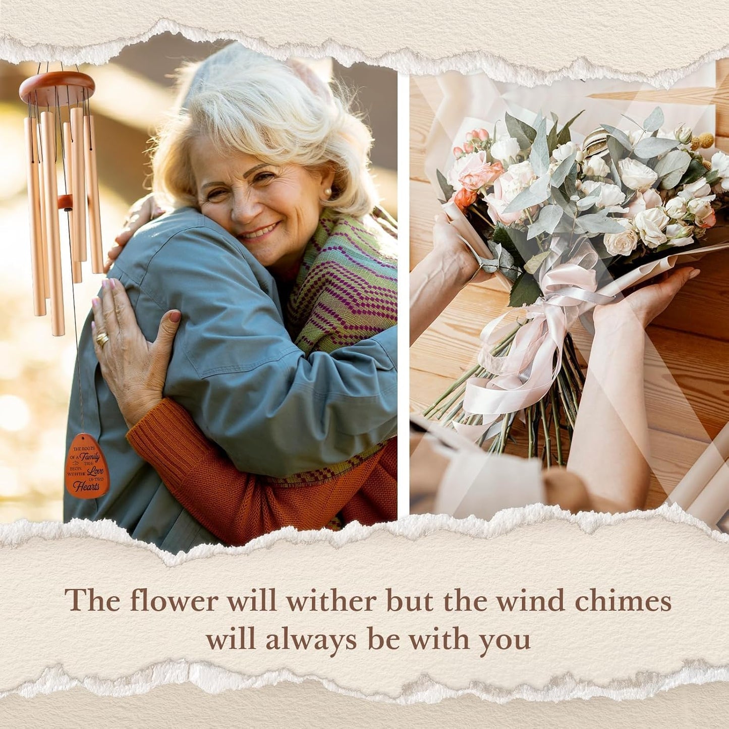 40th Wedding Anniversary Wind Chime, Happy 40th Anniversary Romantic Gifts for Couple, Parents, Wife, Husband, Friends, Ruby Anniversary's Keepsake Gifts Ideas, Large-36''