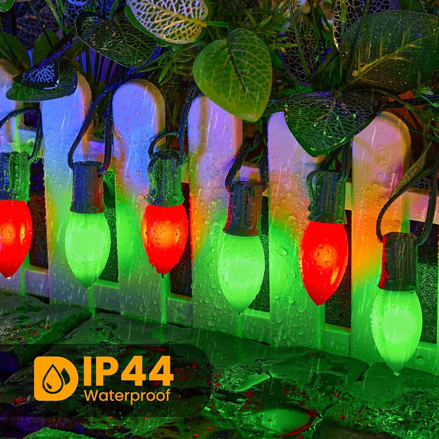 Vintage C9 LED Christmas Lights Outdoor, 50 Feet C9 String Lights with 50 Shatterproof Matte Bulbs, Connectable Waterproof Lights for Holiday Party Roofline Backyard Garden Patio, Red & Green