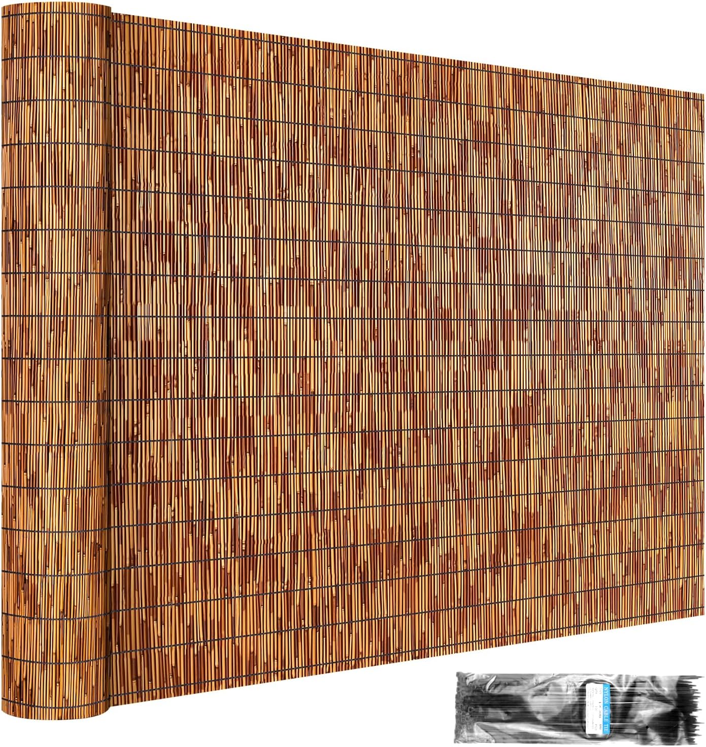 ZNCMRR Natural Reed Fencing Rolls,4FT X 16.4FT Reed Screen Curtain Balcony Reed Fence for Outdoor Backyard Patio（Brown）