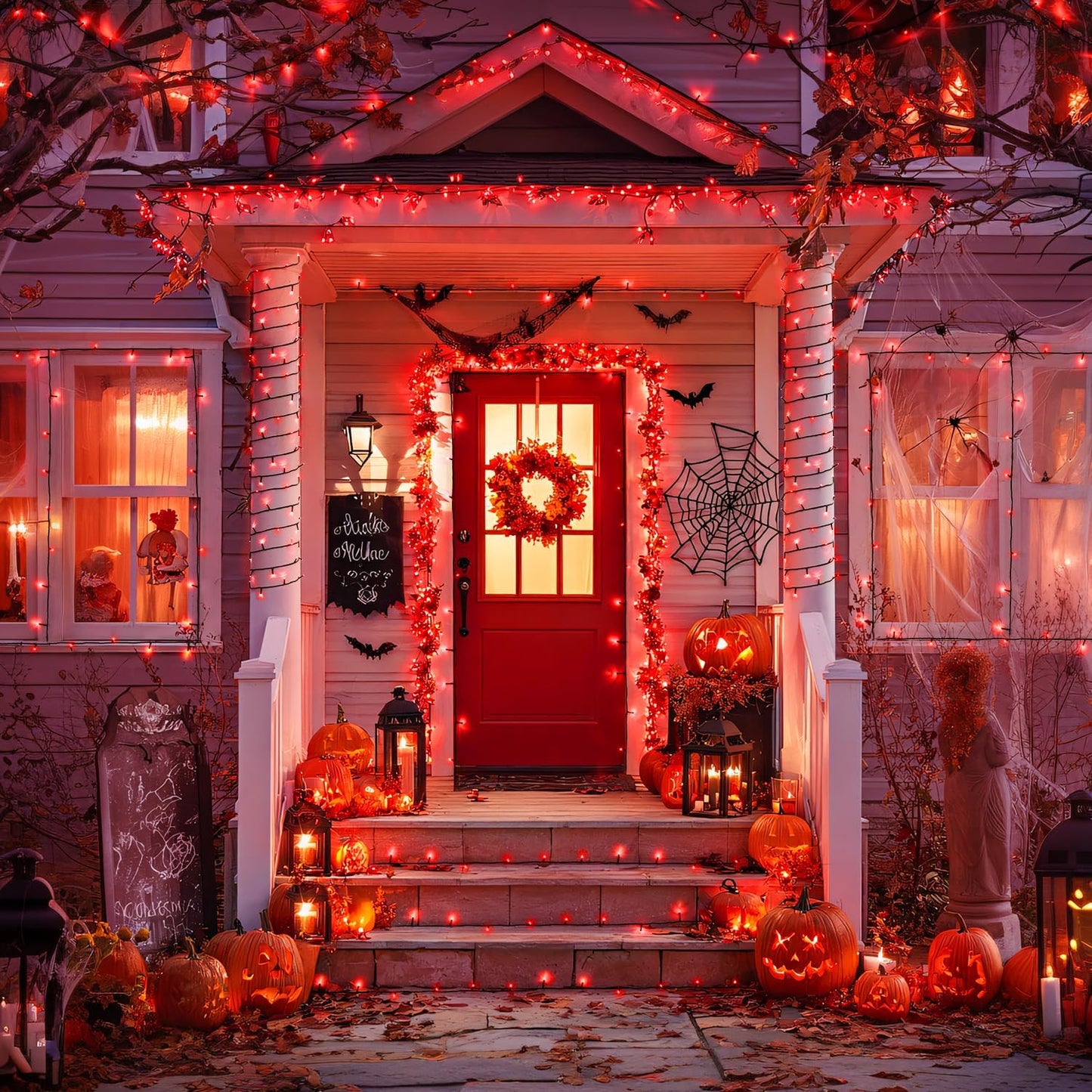 JMEXSUSS Total 200 LED Red Lights Halloween Outdoor, 2 Pack Solar Halloween Lights Outdoor Waterproof, 8 Modes Red Solar Light for Outside Christmas Tree Yard Garden Decor