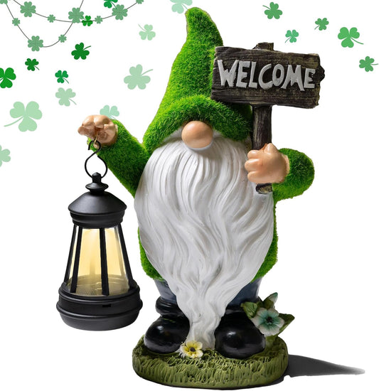 Garden Gnomes Outdoor with LED Solar Light - 11’’ Funny Gnome Decorations/ ornaments for Home/Yard/Patio Solar Lantern Garden Statues - Decor -Deals/clearance - Housewarming/Birthday Gifts