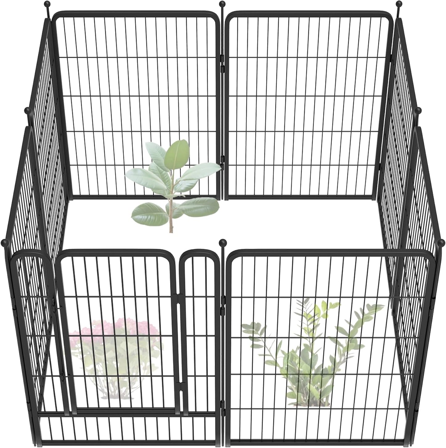 FXW Garden Fence 40in(H) x 18.0ft(L), 8 Panels Decorative Dog Fence Outdoor for The Yard – Heavy Duty Metal Animal Barrier for Dog and Rabbit, Easy Setup, Black