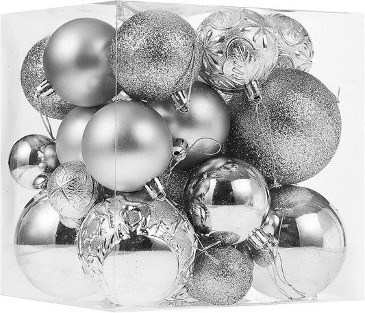 Christmas Ornaments for Xmas Trees,Silver Shatterproof Christmas Ball Ornaments