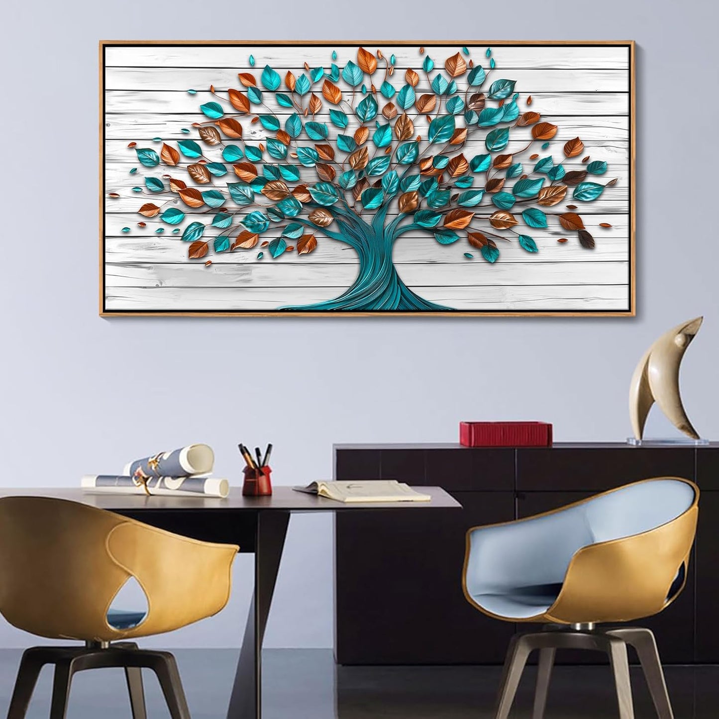 Mofutinpo Tree of Life Wall Art - Framed Art Work for Living Room, Office, Bedroom & Kitchen Decor (29x58IN)
