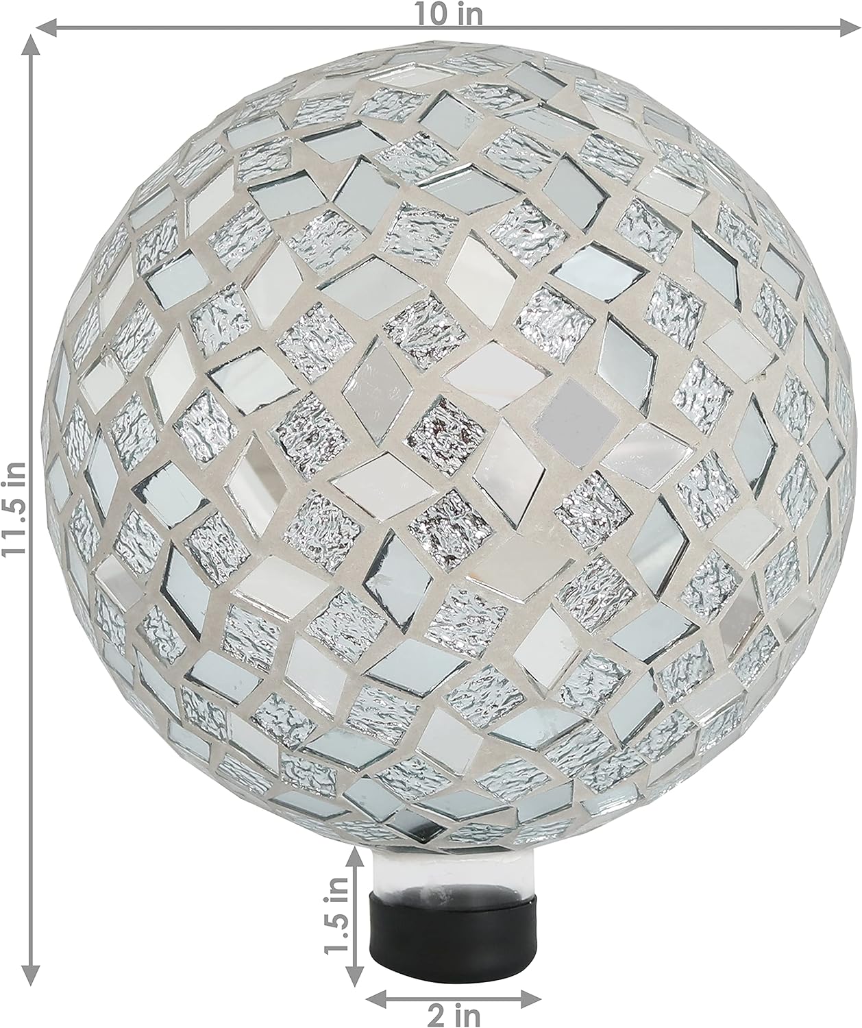 Sunnydaze 10-inch Gazing Ball for Garden - Crackled Glass Mosaic Gazing Globe for Outside - Mirrored Diamond Mosaic