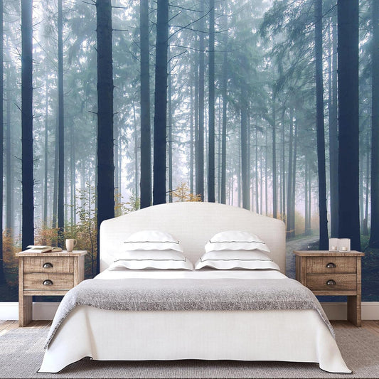 WFBHUA-Dark Forest Tree Wallpaper Mural Nursery Woodland Natural Landscapes Wall Murals for Bedroom Living Room(Not Peel and Stick)