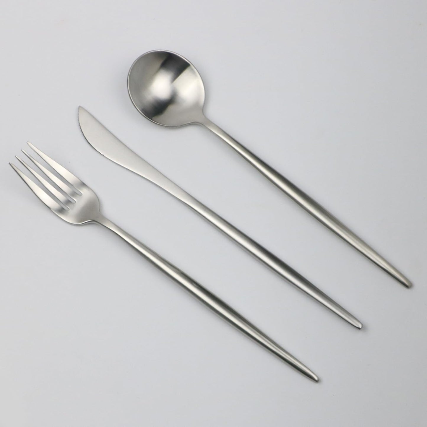 20-Pieces Luxury Silver 18/10 Stainless Steel Flatware Set, Matte Finish, Service for 4