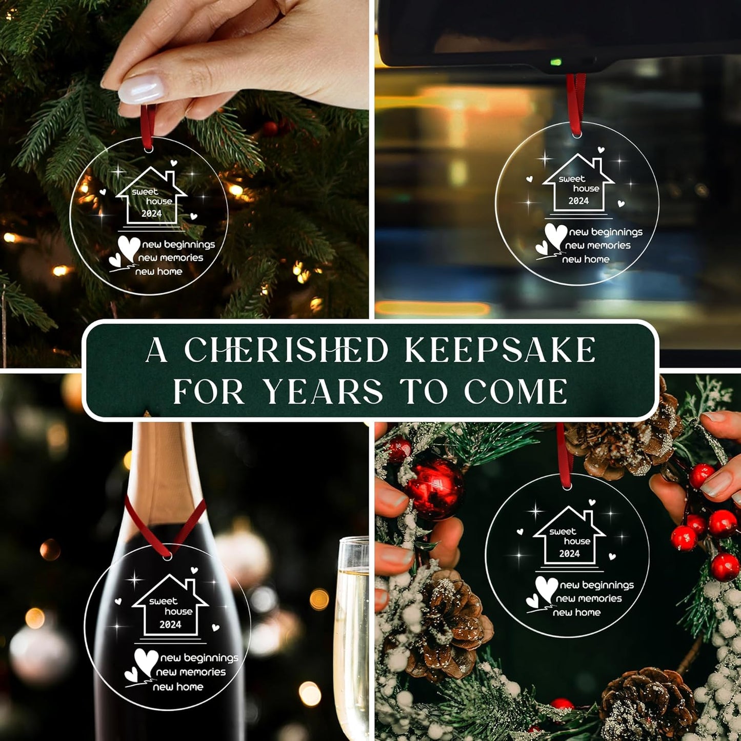 New Home Ornament 2024 - Housewarming Gifts, 2024 Sweet Home, New House Presents for Women, Couple - New Home Gift Ideas 2024 for Christmas, Acrylic Ornament