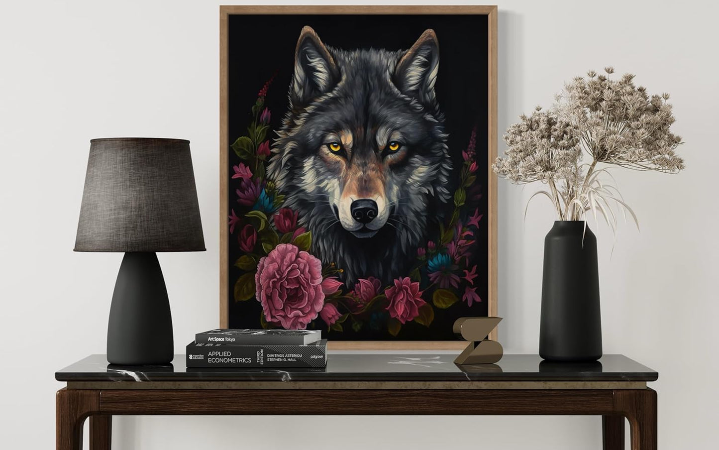 Vintage Wolf Poster Art Print, Halloween Scary Wall Art Academia Spooky Painting Decoration for Horror Prints, Gothic Posters Bedroom Decor 89 (Vintage Wolf, 11 x 14 inches, Wood Frame)