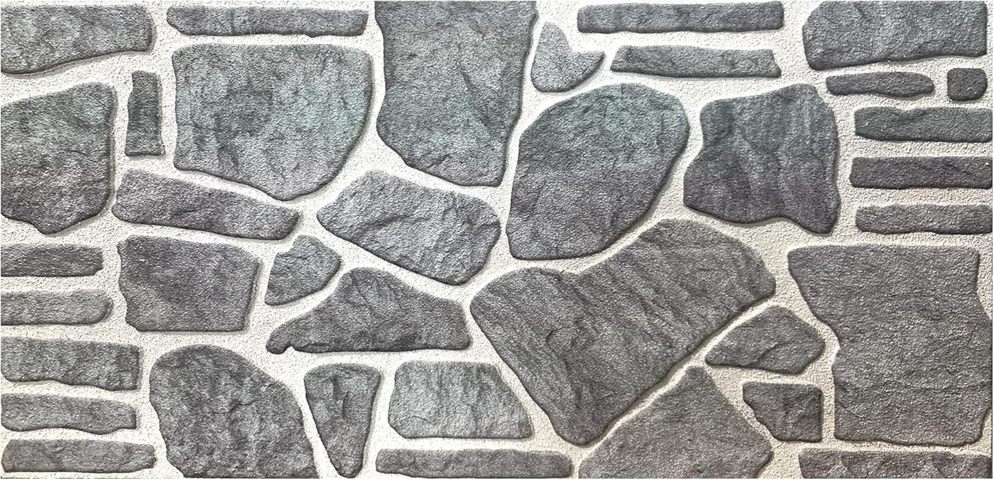 Dundee Deco 3D Wall Panels - Cladding Bluish Grey White Stone Look Wall Paneling, Styrofoam Facing for Interior and Exterior Applications, DIY, Sample, Size 10 x 10 in.