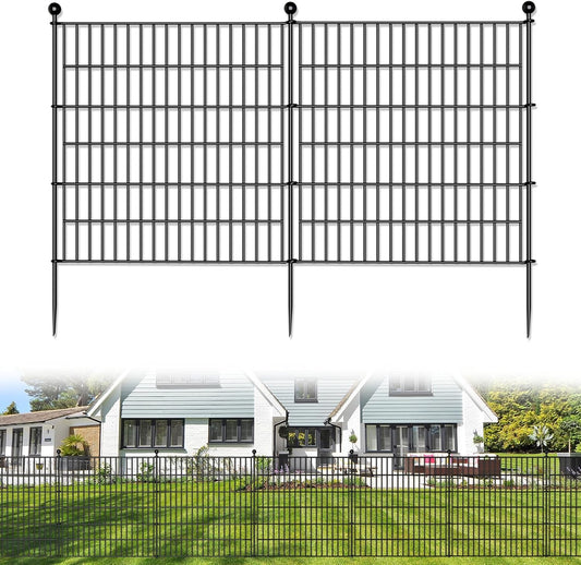 5 Panels No Dig Decorative Outdoor Garden Fence for Yard, 32 in(H) X 11.8 ft(L) Animal Barrier Fencing Rustproof Metal Wire Panel Border for Dog, Rabbits, and Patio Temporary Ground Stakes