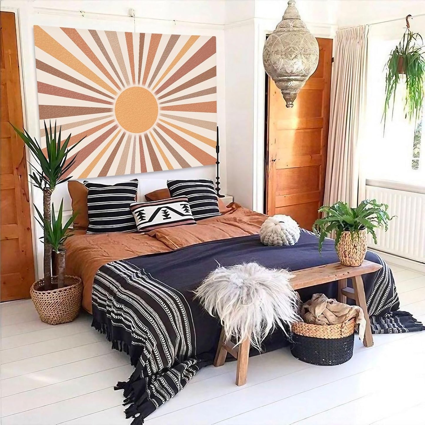 Aipon Vintage Sun Tapestry for Classroom Rainbow Boho 70s Sunshine Sunset Tapestries Wall Hanging Aesthetic Retro Tapestrys for Living Room Dorm (Retro, 36.00'' × 48.00'')