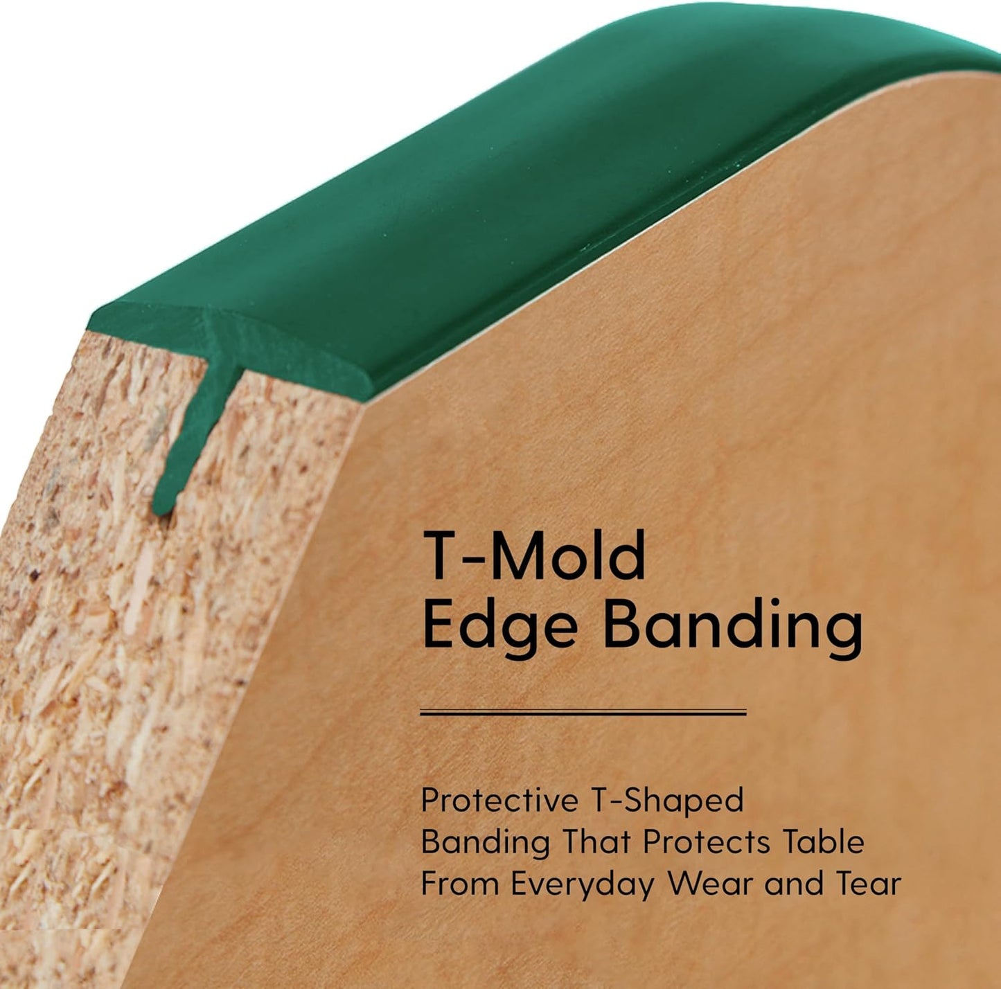 Factory Direct Partners FDP Rectangle Activity School and Classroom Kids Table (24 x 72 inch), Chunky Toddler Legs, Adjustable Table Height 15-24 inches - Maple Top and Green Edge