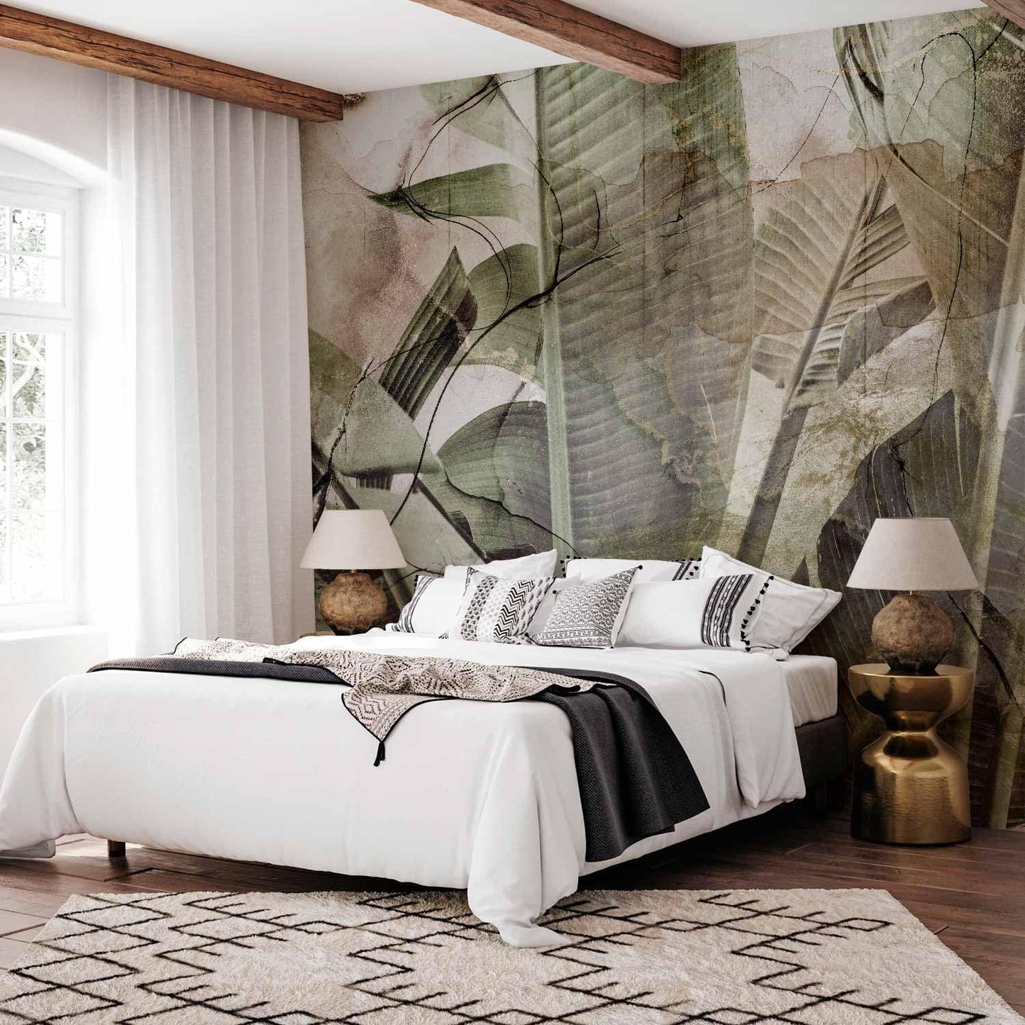 artgeist Wall Mural Tropical Leaves 135x101 in - XXL Peel and Stick Self-Adhesive Wallpaper Removable Large Sticker Foil Wall Decor Print Picture Image Design Jungle Nature Like Painted b-C-0776-a-a