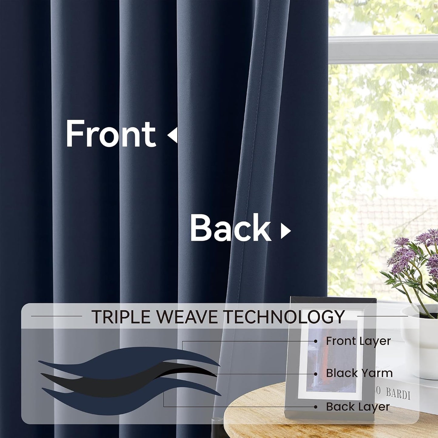 KangBang Navy Blue Blackout Curtains 96 Inches Long for Living Room, Pinch Pleat Room Darkening Black Out Drapes for Boys Playroom, Fashion Nautical Style Decor 2 Panels, 40”Wx96”L