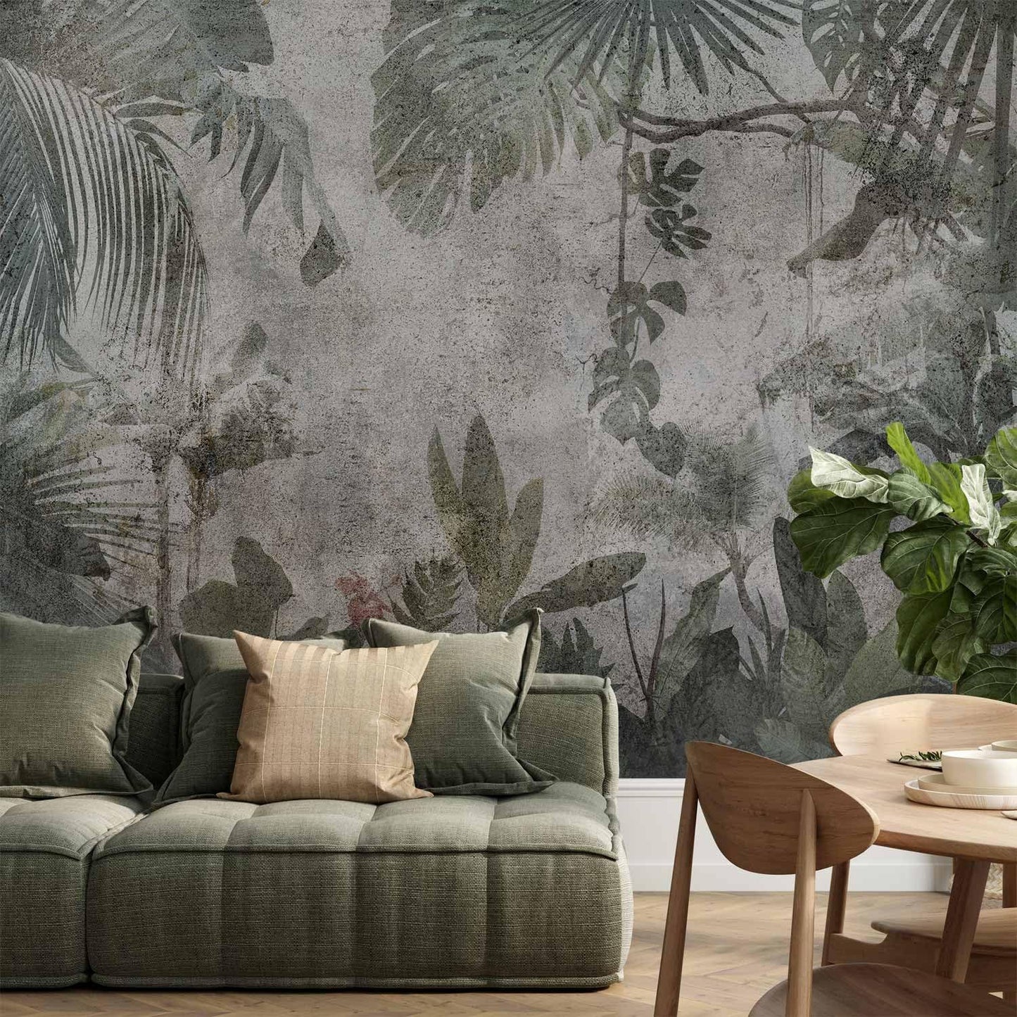 artgeist Premium Wall Mural Tropical Leaves 197x138 in - Non-Woven Wallpaper Fleece Wall Decor Photo Print Picture Image Design Landscape Jungle Nature Monstera Palm Leaves b-C-0821-a-a