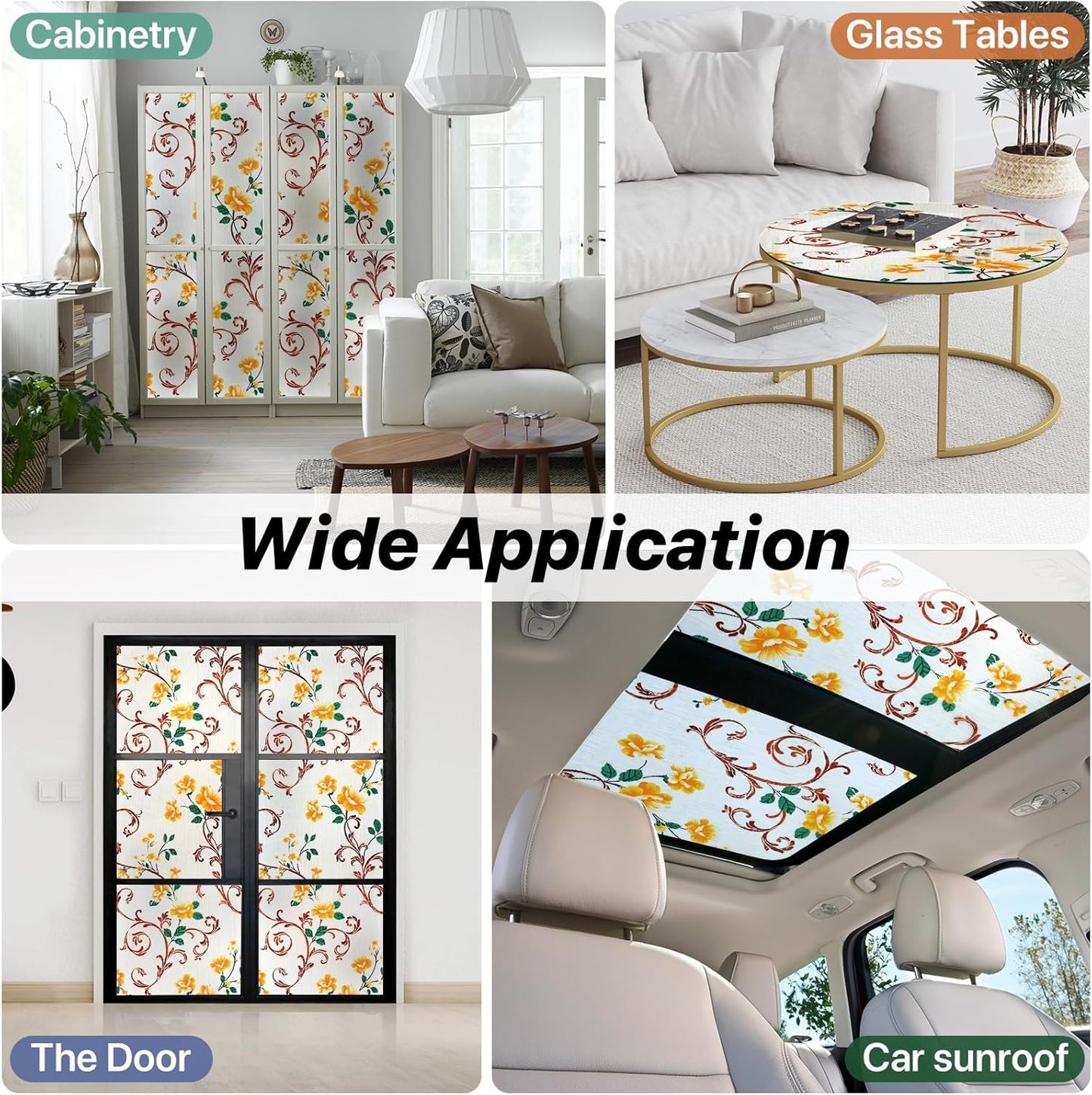 Niviy Stained Glass Window Privacy Film 3D Frosted Glass Window Decals UV Protection Sun Blocking Static Clings Non Adhesive Window Stickers for Home 11.8 x 78.7 inch