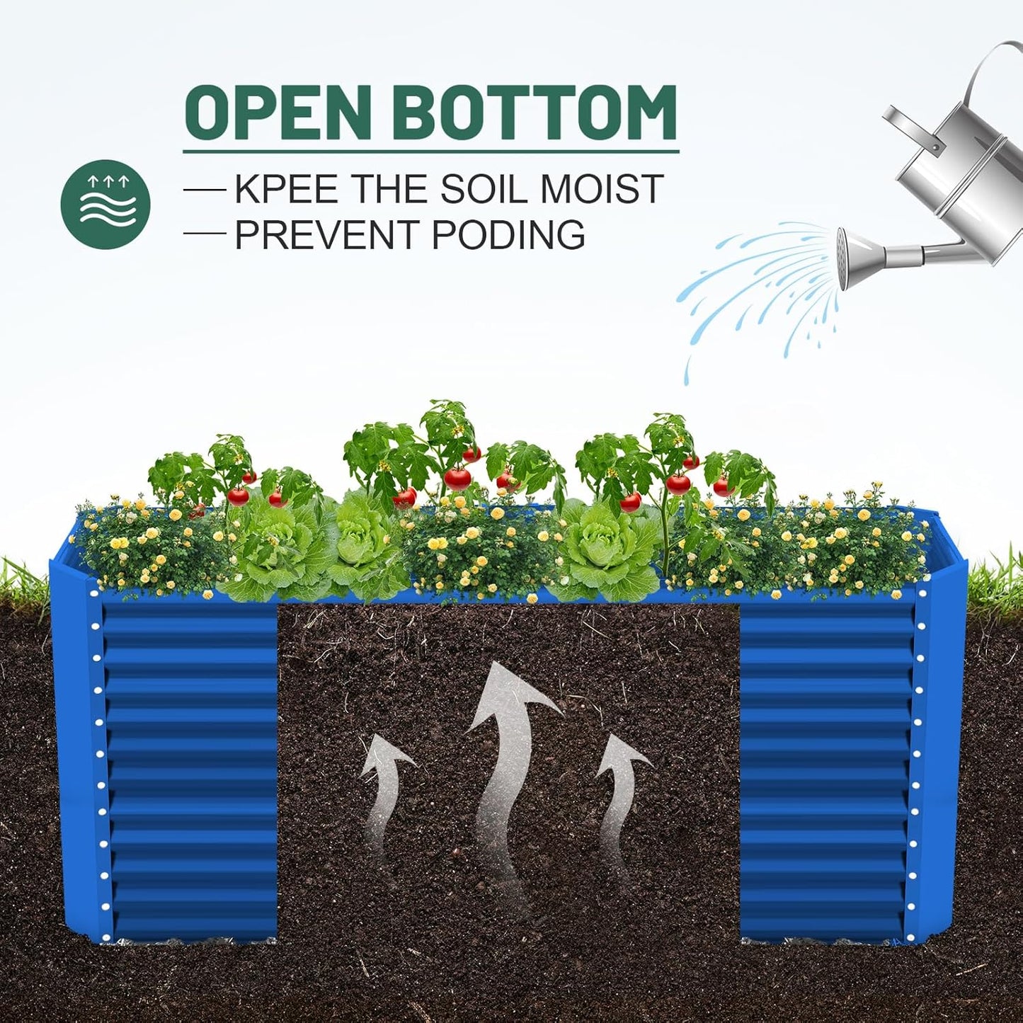 Land Guard 8x4x3ft Rectangular Galvanized Raised Garden Beds, Large-Capacity Metal Planter Box Outdoor, Durable Deep Raised Garden Bed 3ft Tall, Raised Beds for Gardening Vegetables, Royal Blue