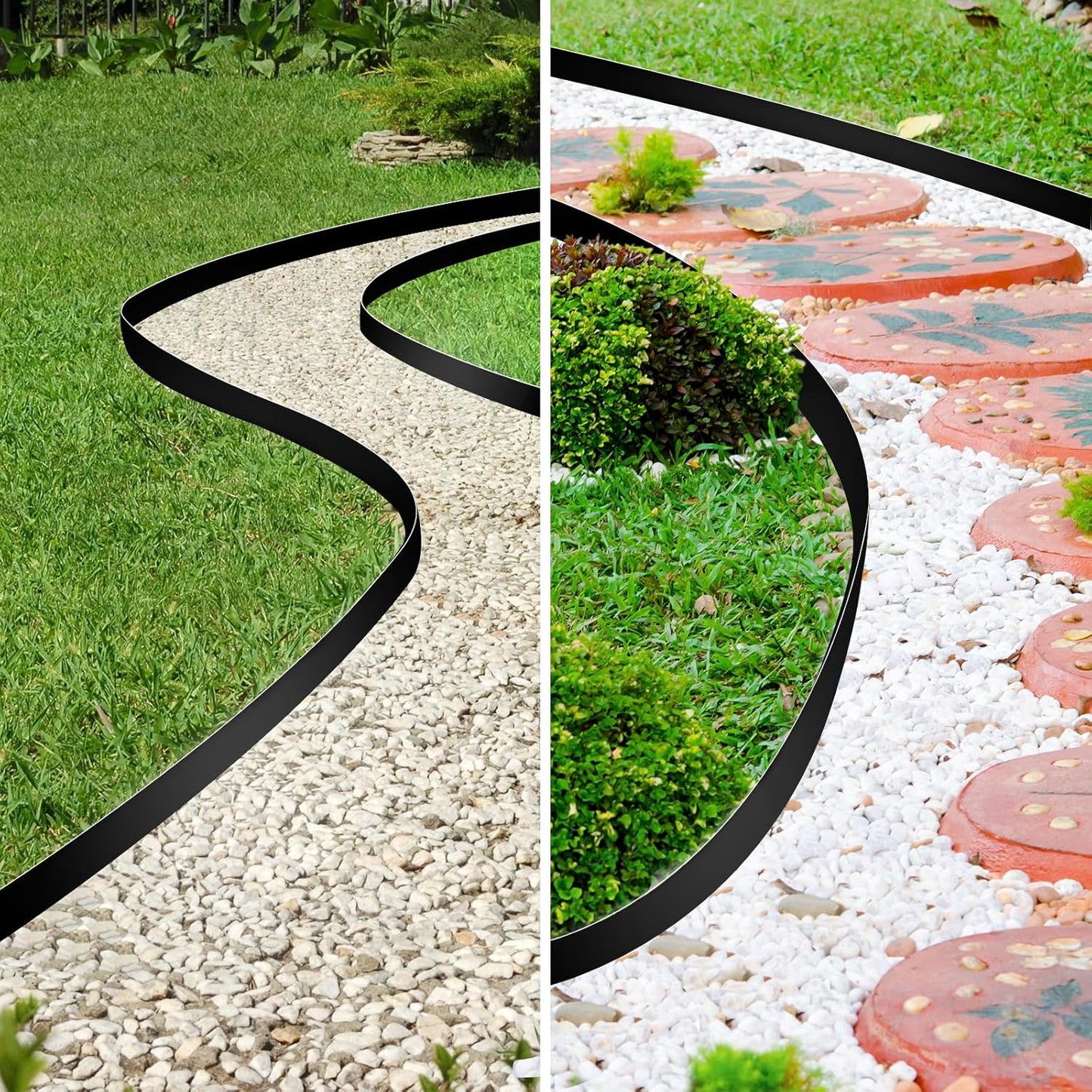 JERIA 2 Inch Tall 33 FT Garden Edging Kit with 45pcs Spikes, Plastic Edging for Landscaping