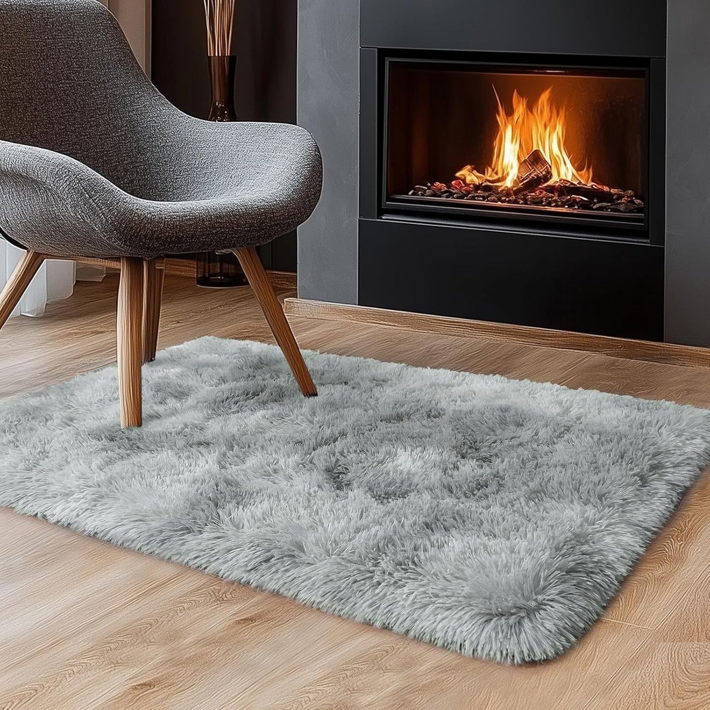 Rezutan Small Area Rug, 2x3 Rug for Bedroom Shaggy Throw Rugs for Dorm Rug, Soft Tie Dyed Carpet for Kids Room, Plush Non-Slip Fluffy Bedside Rug for Home Decor Aesthetic,Grey Tie-Dyed