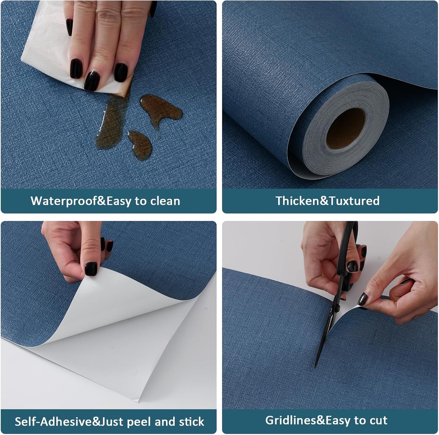 Grasscloth Wallpaper Textured 20.8"x394" (Blue, 20.8"x394")