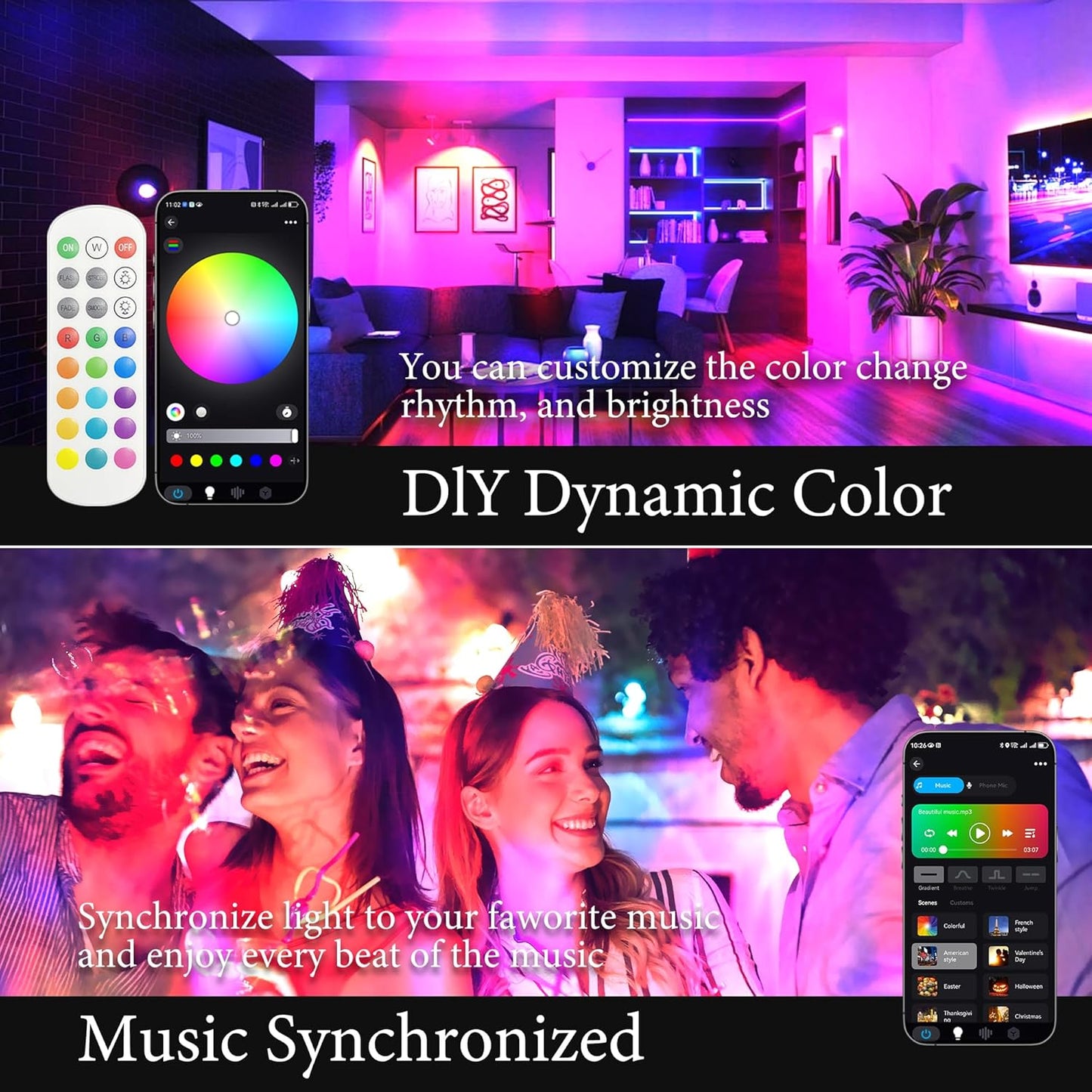 Water Wave Projector with APP & RF Control, IP65 Waterproof Smart Outdoor Lights, 1-100% Dimmable Color Changing, Music Sync & Flame Effect for Pool Party, Ocean Ripple Landscape Lighting