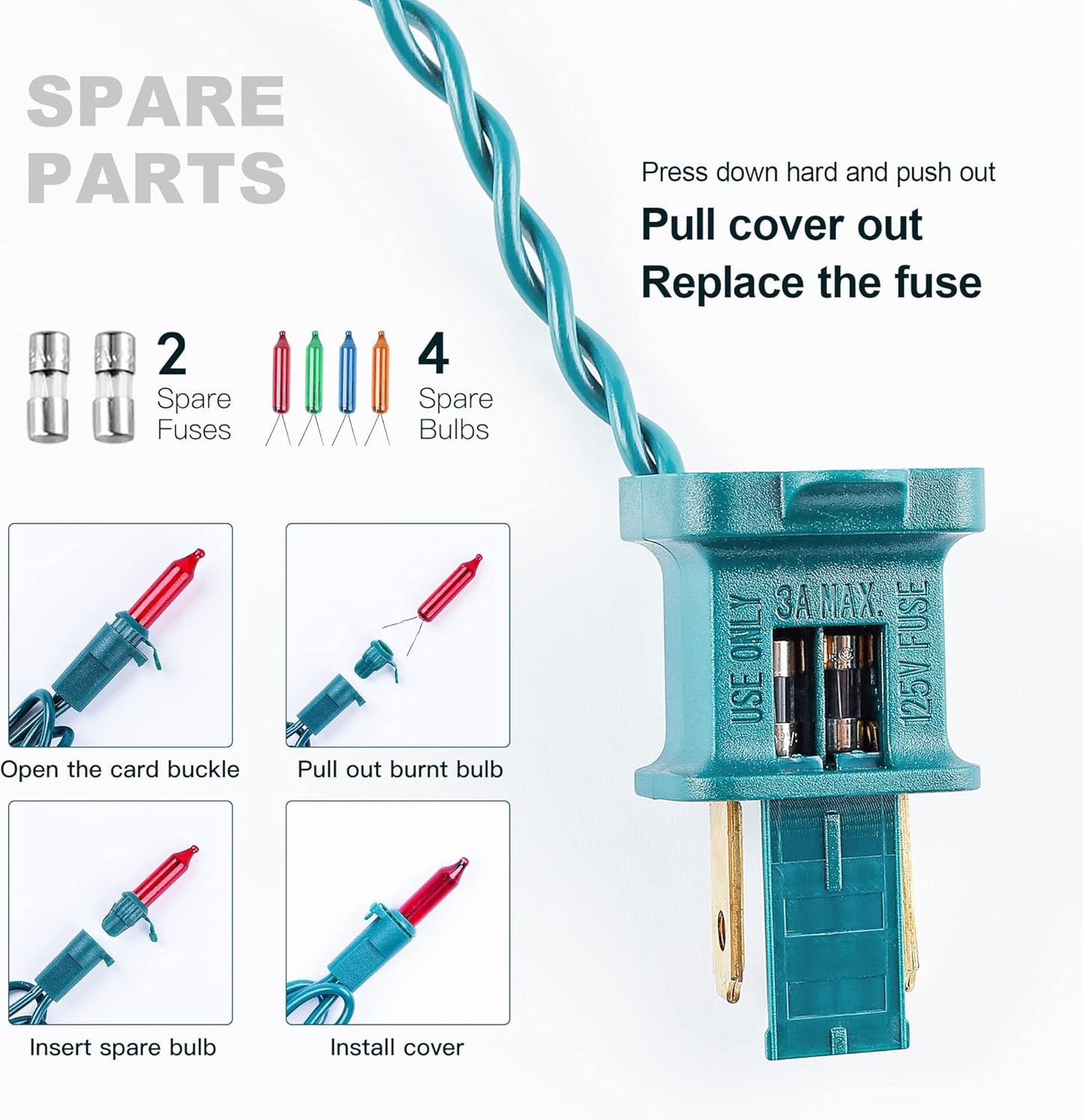 50-Count Multicolor Christmas Lights with Green Wire,Mini String Lights for Holiday Decorations, Christmas Tree Lights, Holiday Party, Wedding, Xmas, Home, Indoor & Outdoor Use (13ft Long)