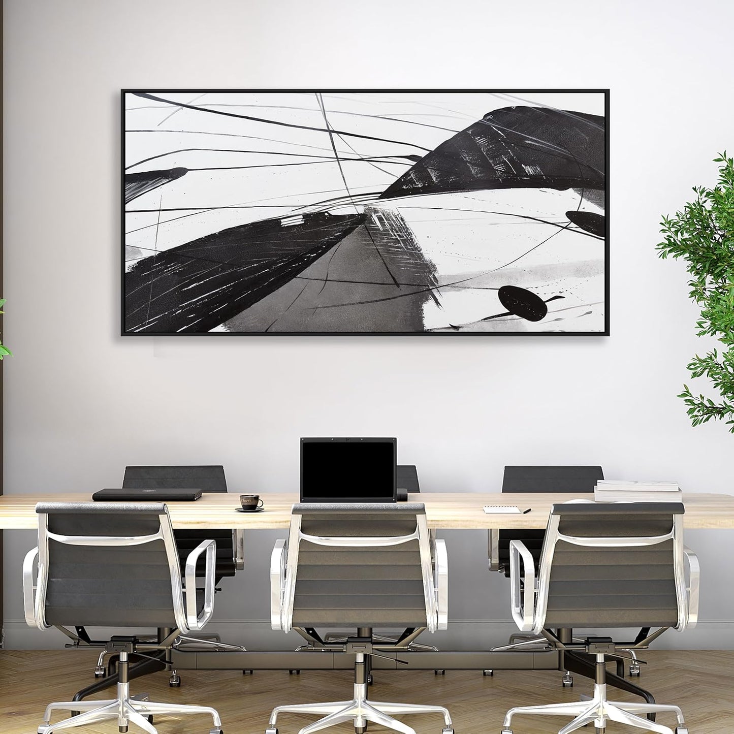 Abstract Wall Art Home Wall Decor Black and White Framed Canvas painting Abstract Artwork Modern Home Wall Decor for Living Room Bedroom Office 29"x58"