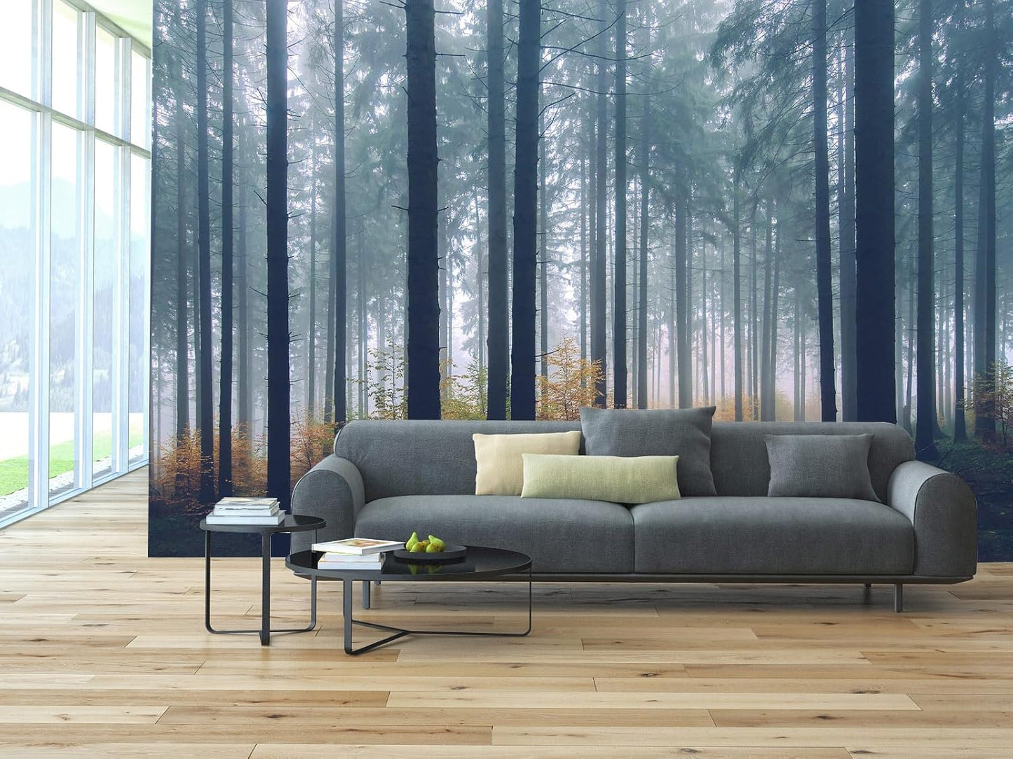 WFBHUA-Dark Forest Tree Wallpaper Mural Nursery Woodland Natural Landscapes Wall Murals for Bedroom Living Room(Not Peel and Stick)