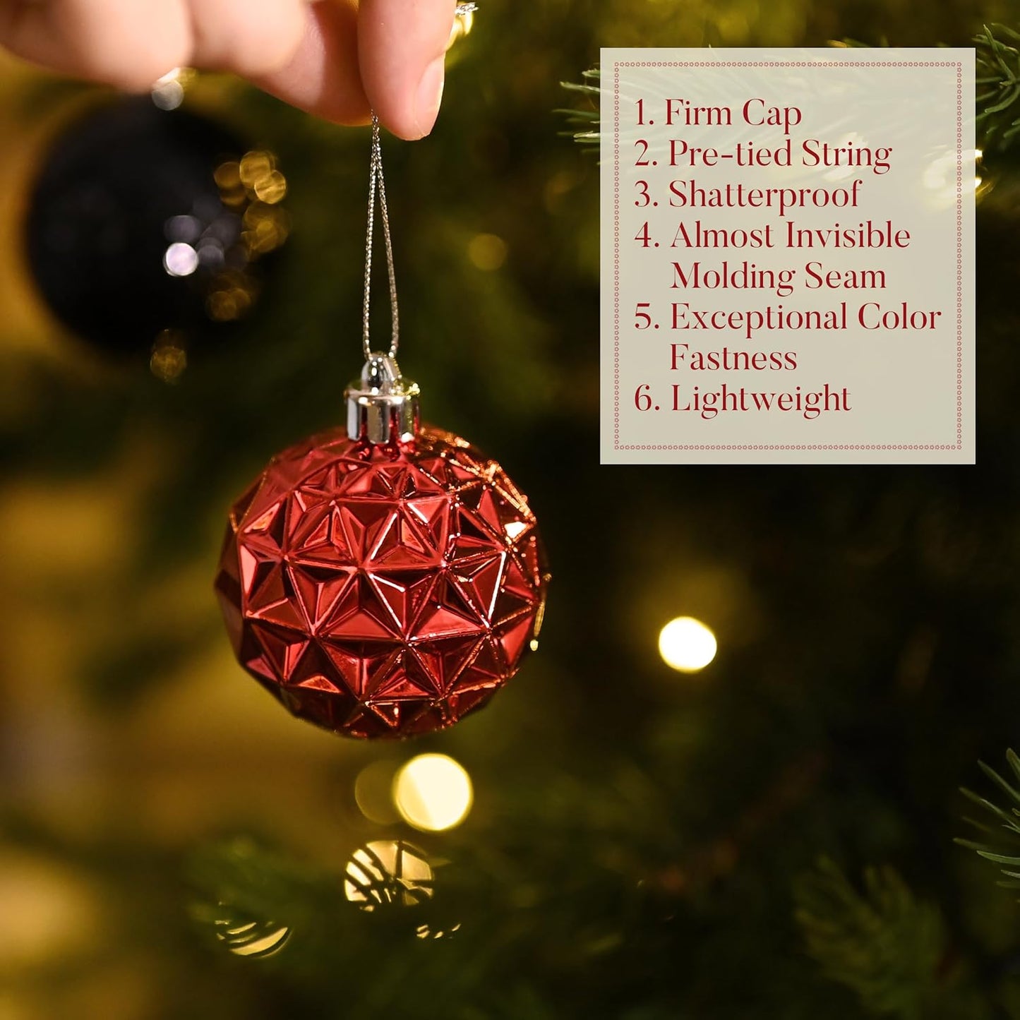 Valery Madelyn Christmas Tree Decorations Ornament Set for Fall Halloween, 50ct 2.36 Inches Red and Black Shatterproof Christmas Ball Ornaments Hanging Xmas Holiday Party Decor