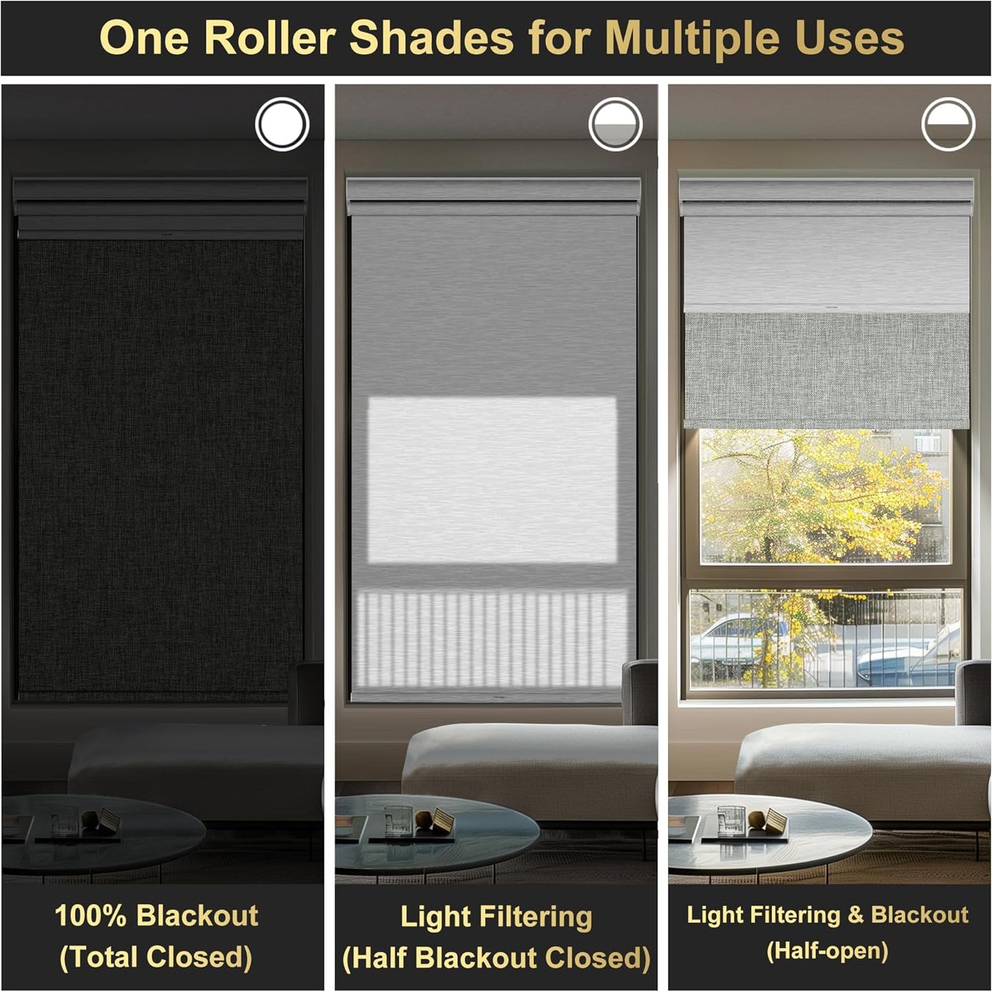 BERISSA Cordless Dual Roller Shades with Cassette Valance, Double Window Shades - Blackout and Light Filtering, Day and Night for Home Office Door. Linen Grey and White. 68 W x 86" H