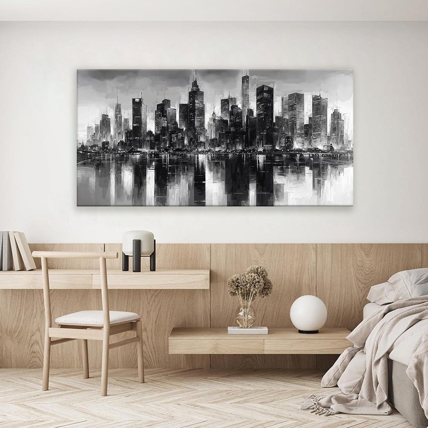 New York City Wall Art Brooklyn Bridge Wall Art For Living Room Print Modern Cityscape Canvas Art Wall Decor Paintings Picture For Bedroom Office Home Wall Decor Chicago Artwork For Walls 24 × 48 In