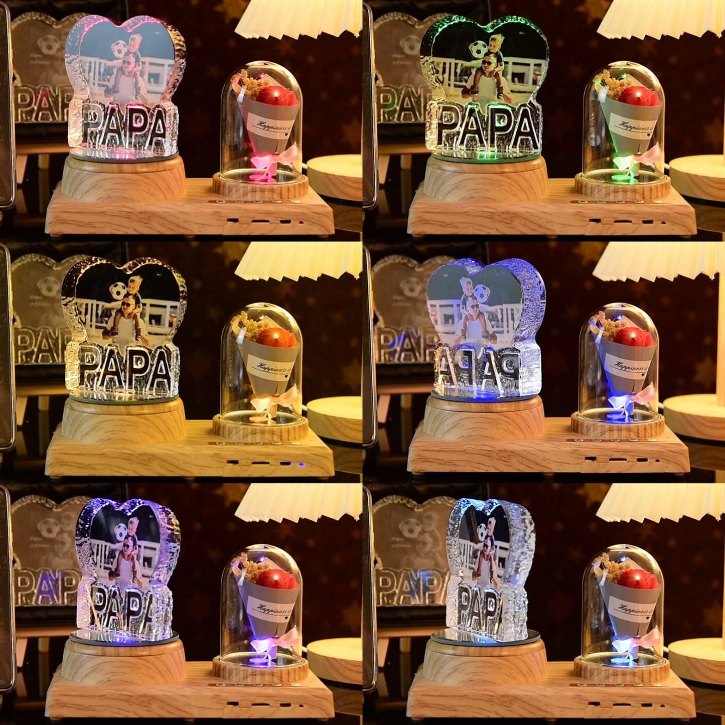 Personalized 3D Crystal Photo Gift with Family Photo, Unique and Meaningful Gift, Birthday Gift, Commemorative Gift, Decoration Sound Atmosphere Lighting, Bouquet Photo Ornament