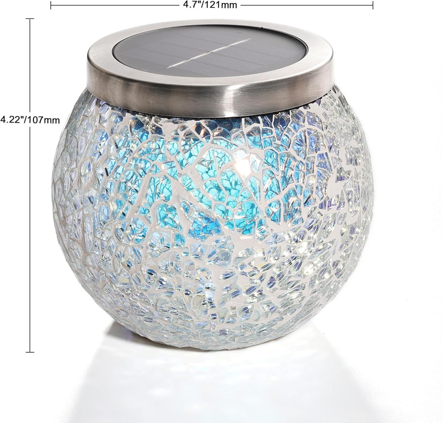 Cooo 4 Pack Heavy Solar Mosaic Crackle Glass Lights with Dual Solar Panels, Color-Changing RGB Lantern, Exclusive Dazzling Glass, Waterproof Outdoor Table Lamps Garden Lamp Landscape Path Light