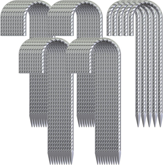 12 Inch Rebar Ground Stakes Heavy Duty J Hook 55 Pack Metal Spikes Galvanized Ground Anchors Tent Stakes for Fence, Bounce House, Gazebos and Outdoor Decorations Inflatables